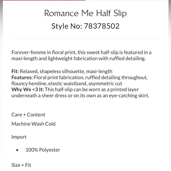 NWT Free People Intimately Romance Me Half Slip. Ruffles Floral Maxi. Burgundy - Picture 4 of 6